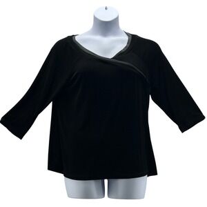 Citiknits Slinky Knit Faux Wrap‎ Top Black XL